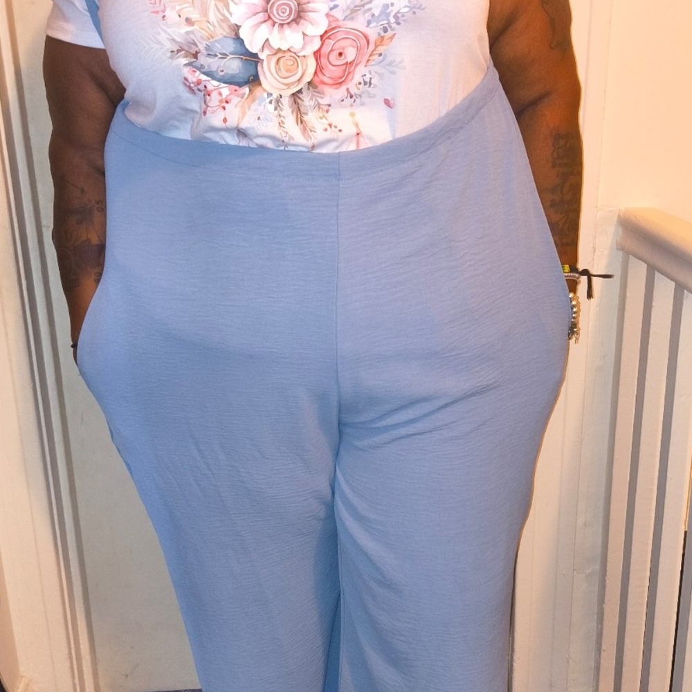 Women's Light Blue Pants and Top